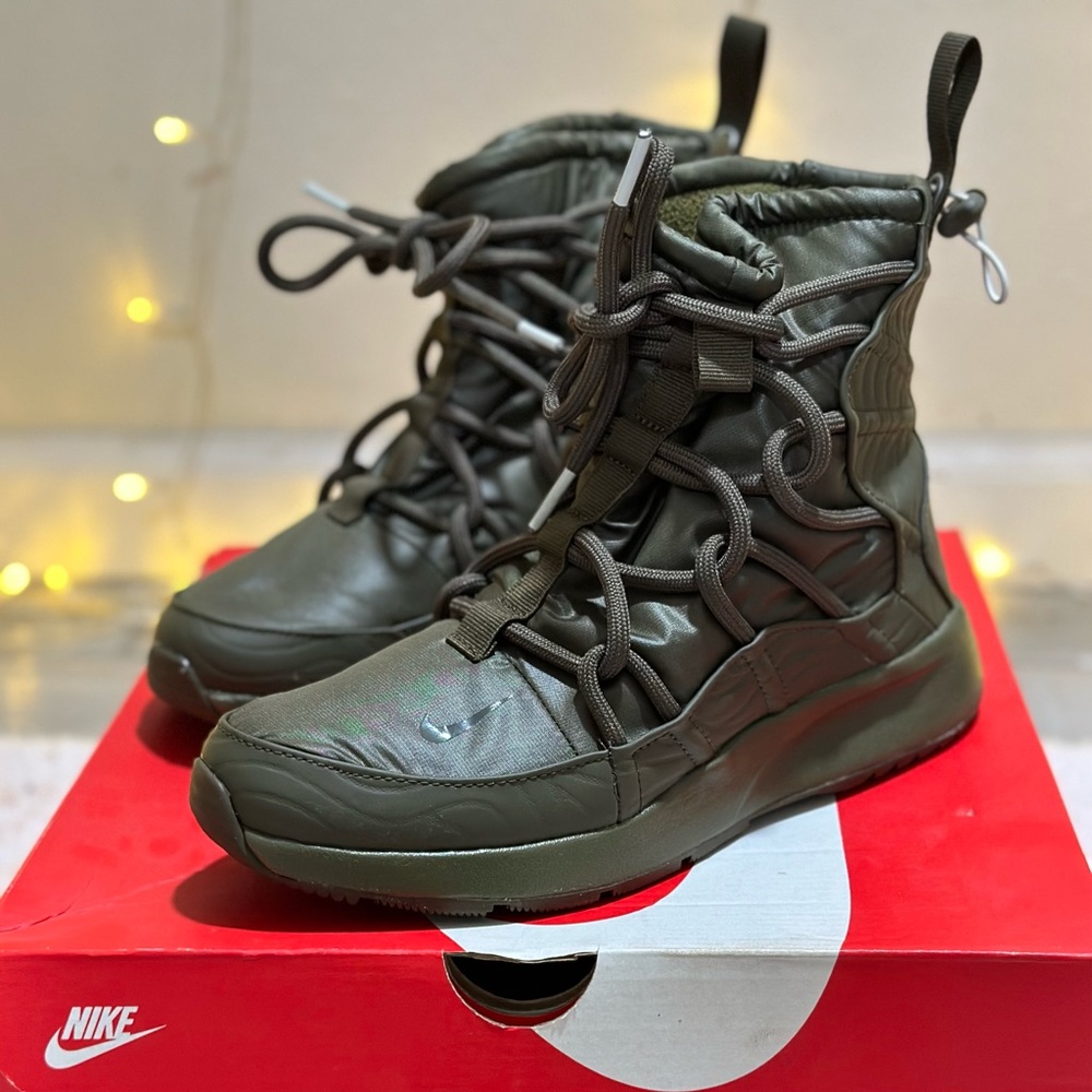 Nike Women's Tanjun High Rise Olive Green Sneaker Boot